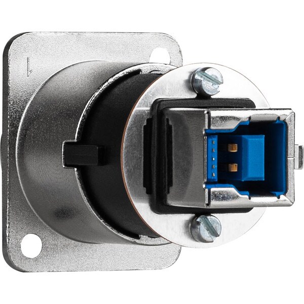 Main product image for Neutrik NAUSB3 Feed-thru Reversible 3.0 USB A/B Adapter D Panel Mount Nickel092-277